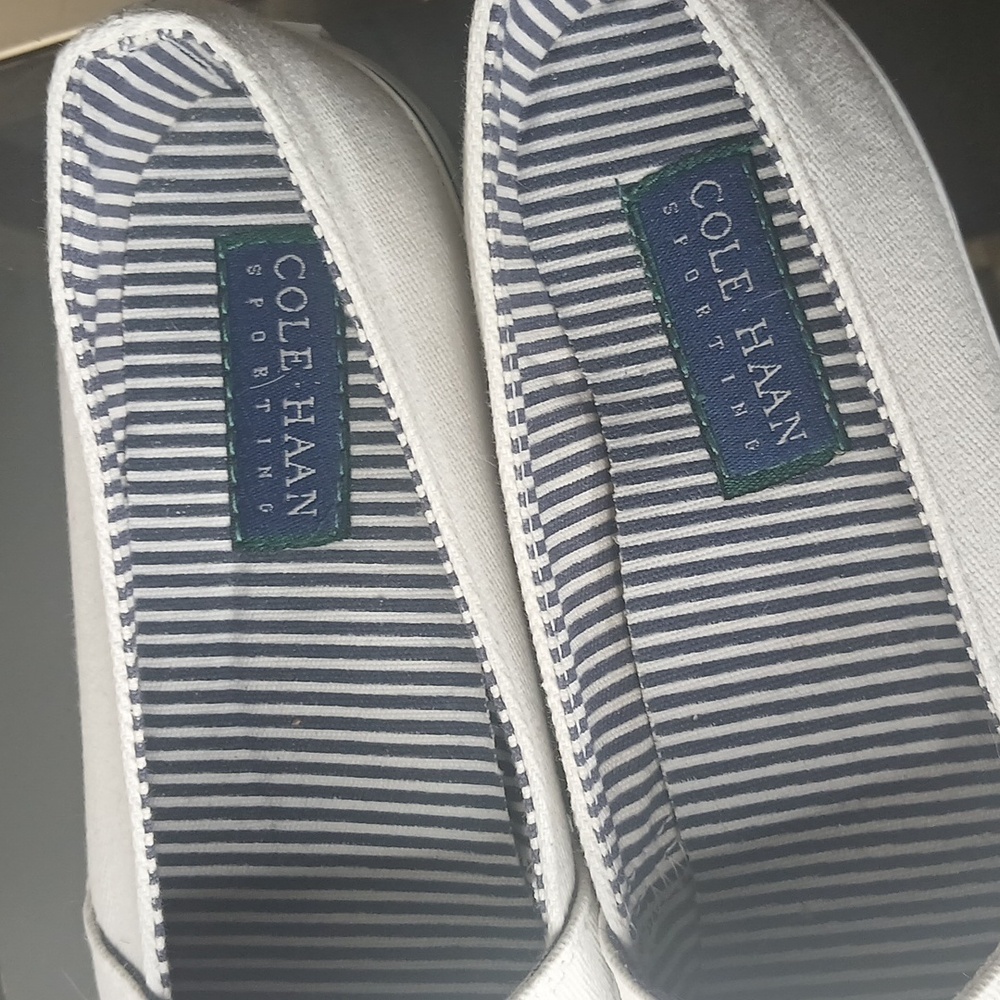 Cole Haan White Canvas Slip On Shoes Size 7.5 - Picture 6 of 14